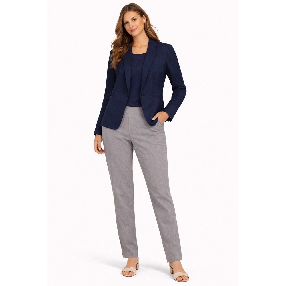 Talbots Womens Skinny Ankle Pants Grey Heathered Pull On Stretch Trousers Size 6